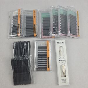Eyelash Extension Set With Tweezers, Brushes And Eyelashes